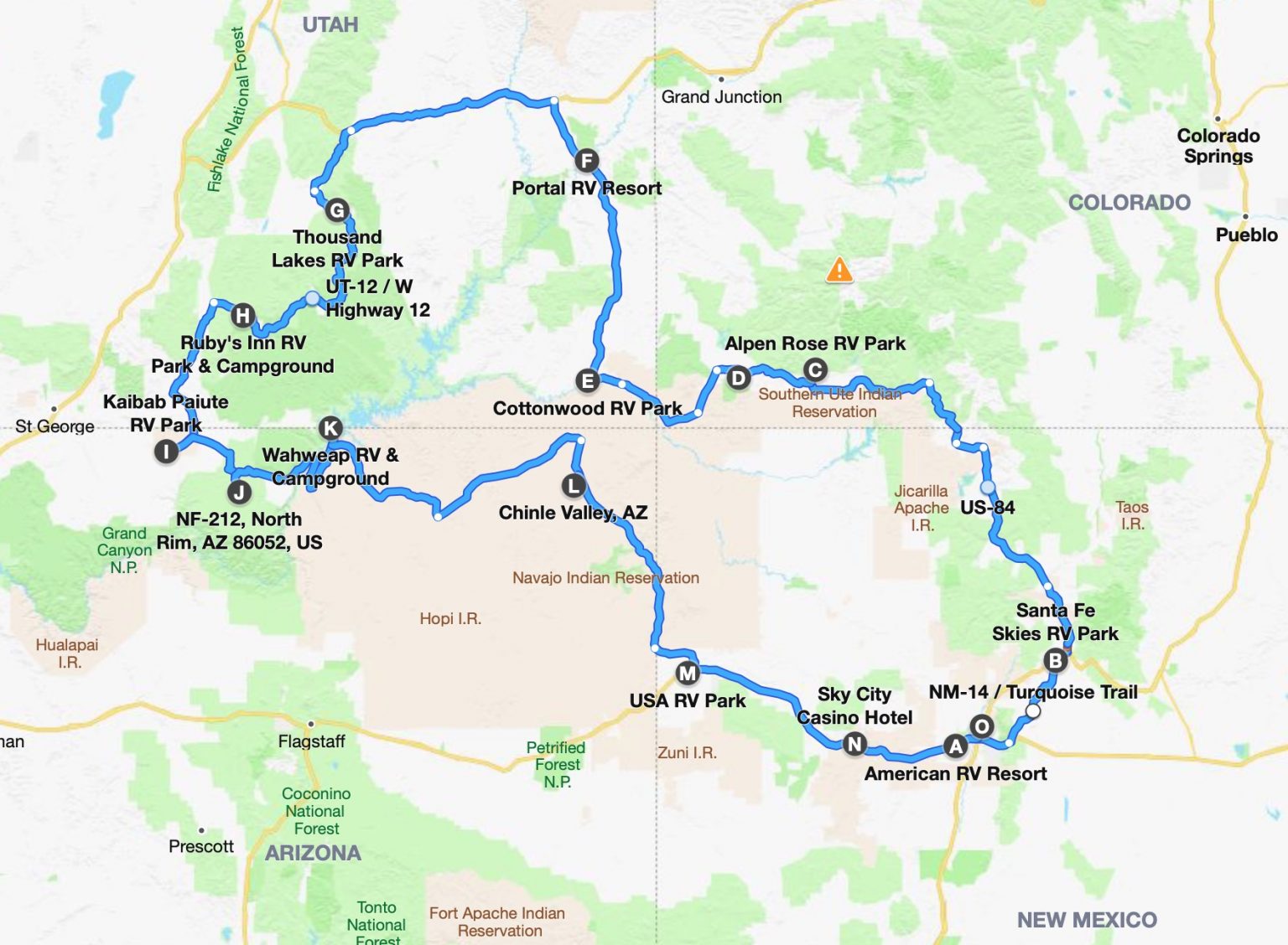 2022 Southwest Adventure Route Map – South West Adventure Caravan